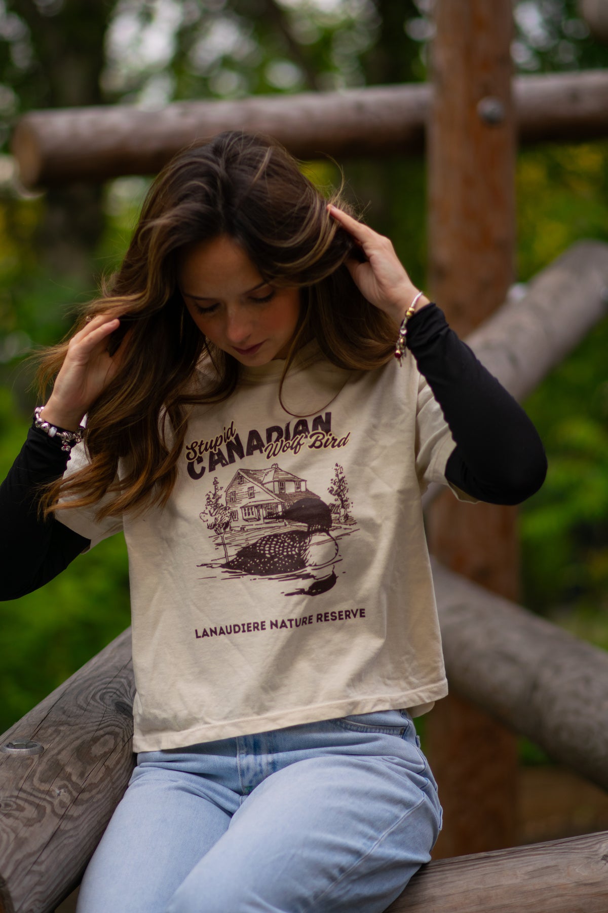 Stupid Canadian Wolf Bird Boxy Shirt
